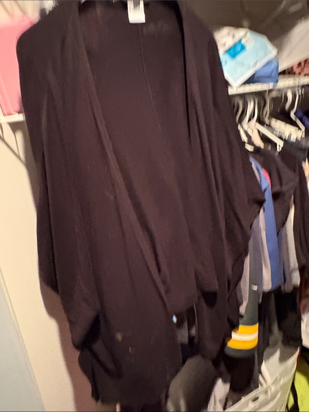 Black Draped Open-Front Cardigan